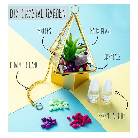 STMT D.I.Y. Crystal Terrarium Activity Kit Hanging Garden with Gems & Oils - Picture 4 of 8